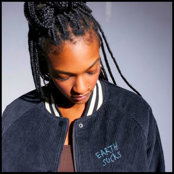 BDG • Alien Earth Sucks Varsity Corduroy Bomber Jacket - Picture 8 of 14